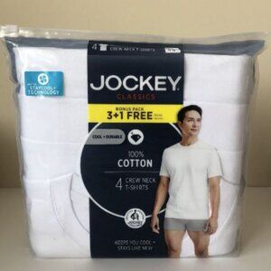 Jockey Men's 4-Pack Classic Cotton Crew Neck T-Shirts White Size M (38-40)